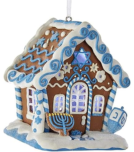 Hanukkah Menorah Dreidel and Star of David Ornament W8379
